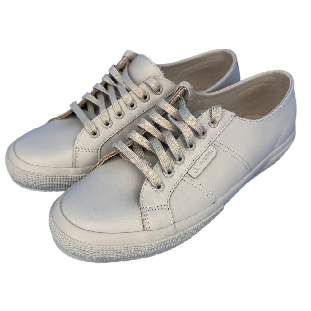 Superga 2750 Cotu Leather Sneakers Mens 8.5 Womens 10 Light Grey S001550 Low Top